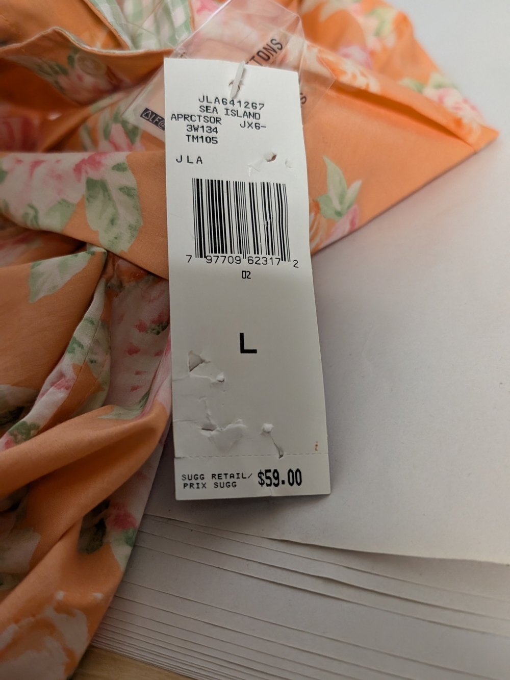 NWT Jones New York Signature Peach Floral Cotton Button-Up - Picture 8 of 8